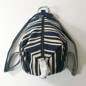 Rebecca Minkoff Julian Canvas Backpack Navy Blue Stripes NWT